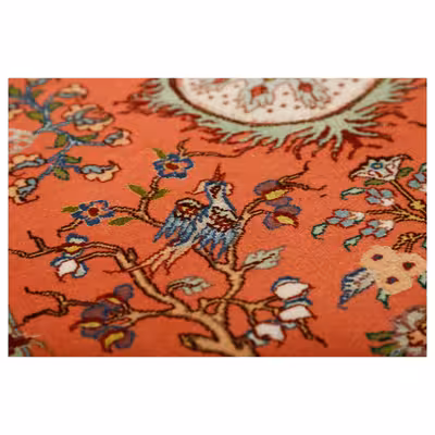 فرش دستبافت یک متری مدل گل ابریشم تبریز کد a537791