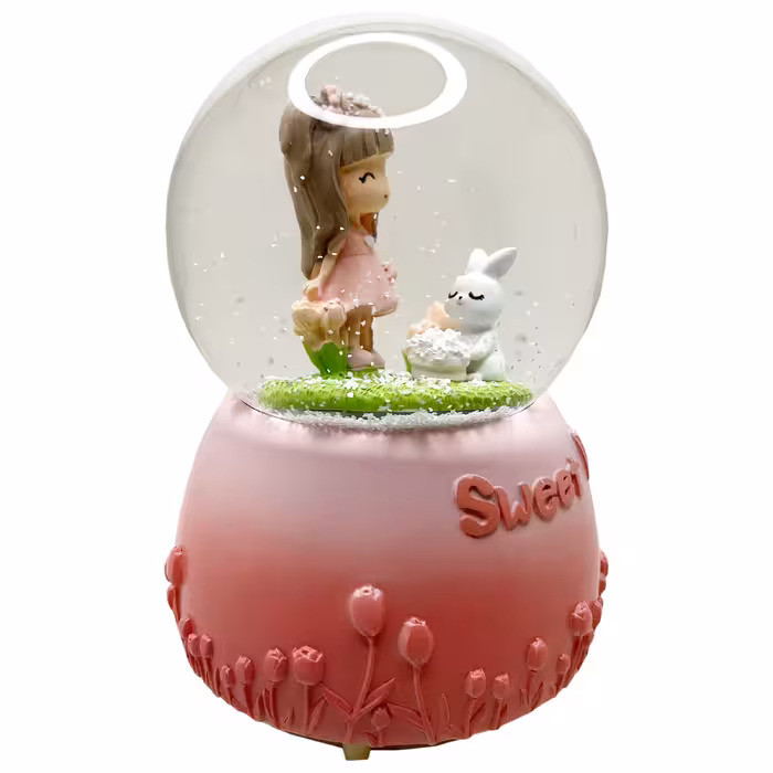 گوی موزیکال مدل پمپی Sweet Life طرح دختر مهربون و خرگوش کوچولو کد PB8