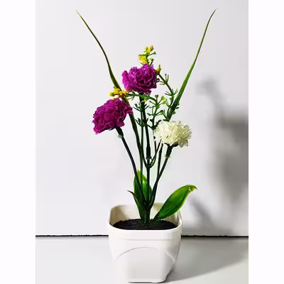 گلدان به همراه گل مصنوعی مدل میخک کد N02