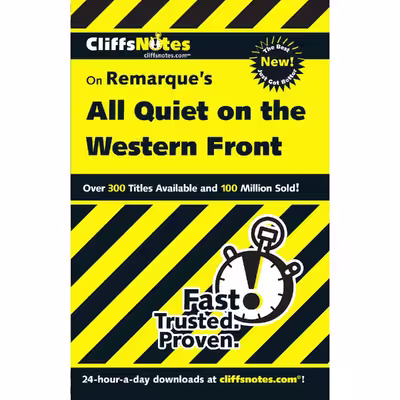 کتاب All Quiet on the Western Front  اثر Erich Maria Remarque and Susan Van Kirk انتشارات CliffsNotes