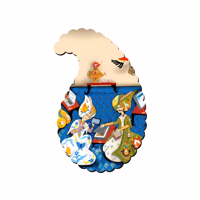 زیر لیوانی مدل بته جقه طرح ترمه مجموعه 6 عددی