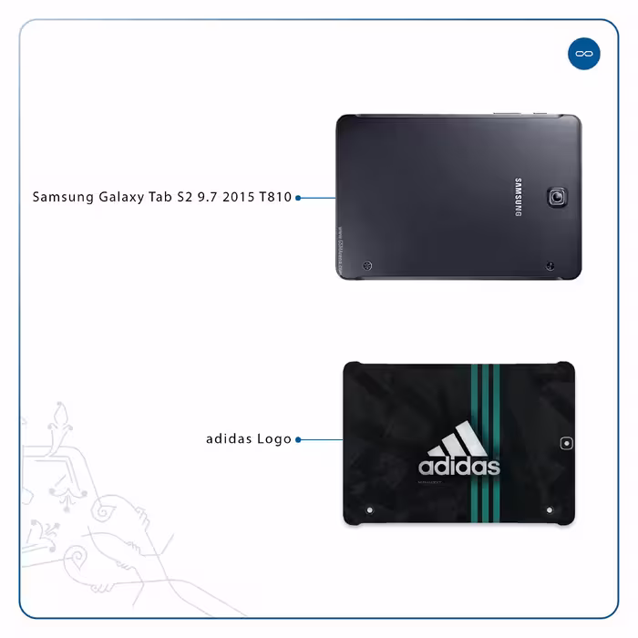 برچسب پوششی ماهوت مدل adidas-Logo مناسب برای تبلت سامسونگ Galaxy Tab S2 9.7 2015 T810