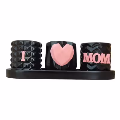 گلدان دکوری مدل ای لاو مام کد mom24598 مجموعه سه عددی