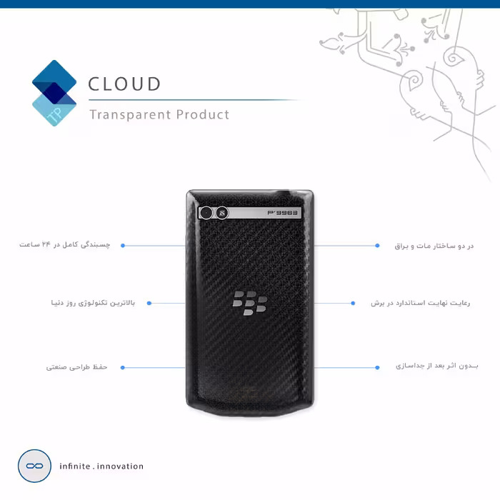 برچسب پوششی ماهوت مدل Cloud-Transparent مناسب برای گوشی موبایل بلک بری P9983
