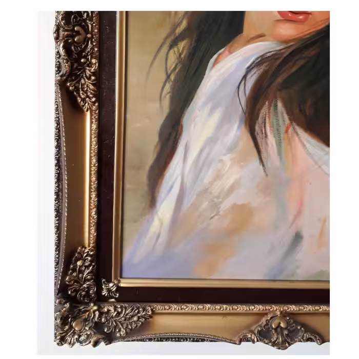 تابلو نقاشی رنگ روغن طرح دختری تکیه بر درخت