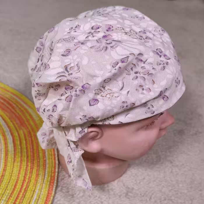 دستمال سر کلاهی چاپی گل ریز