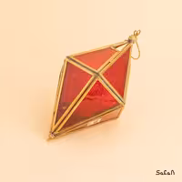 شمعدان برنجی شیشه ای هندی