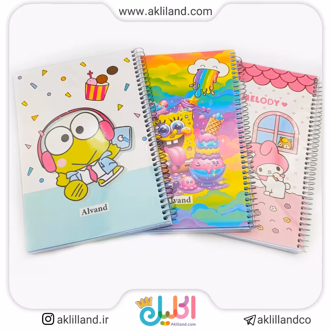 دفتر 100 برگ سیمی مجلد الوند (مدل رندوم)