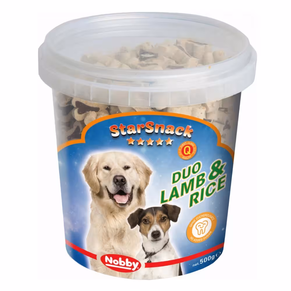 تشویقی سطلی سگ نوبی طعم بره و برنج Nobby Star Snack Duo Lamb & Rice