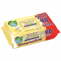 دستمال مرطوب بی ویپس برای پوست های حساس 90 عددی