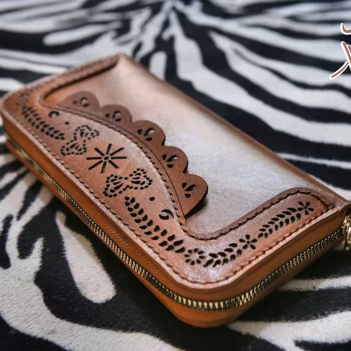 کیف پول دور زیپ چرم گاوی کد 101664