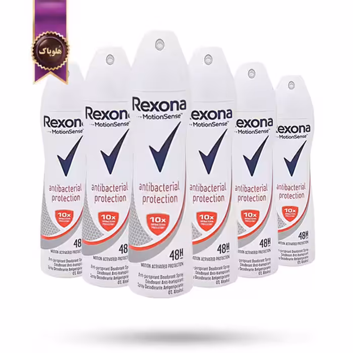6 عدد اسپری دئودورانت ضد تعریق زنانه رکسونا Rexona مدل محافظت آنتی‌ باکتریال Antibacterial Protection حجم 200 میلی لیتر (اورجینال)