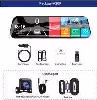 "فروش دوربین ثبت وقایع آینه‌ای Yantop E-ACE   رم 32 گیگ و لوازم جانبی"(10 اینچی)