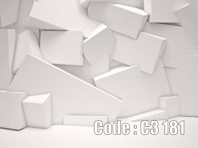 پوستر دیواری سه بعدی طرح سنگ سفید و بلوک‌های هندسی