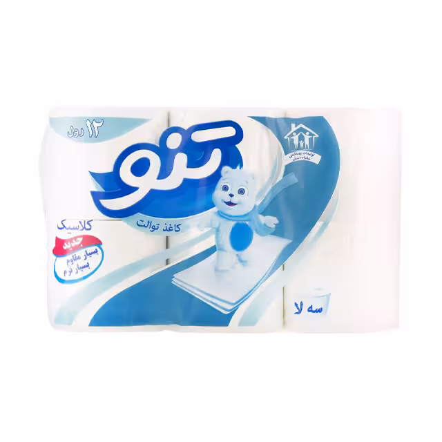 دستمال توالت 3 لایه تنو بسته 12 عددی