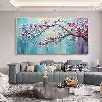 تابلو دکوراتیو نقش برجسته، طرح شکوفه، ابعاد 140x70 سانتی متر، هنر دست، کد 2334