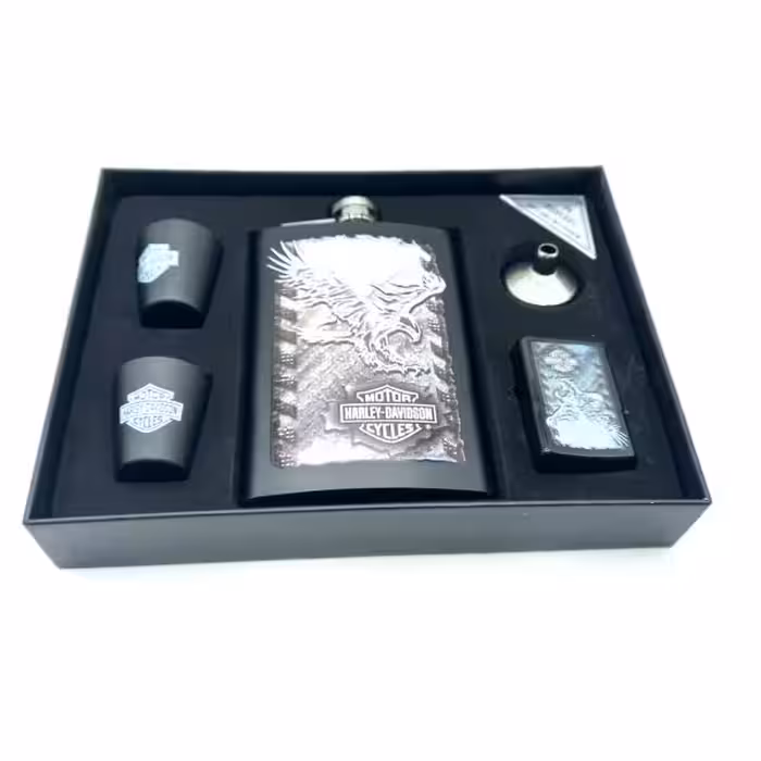 ست قمقمه جیبی دو شات 270cc فندک مدل هارلی دیویدسون کد a530401