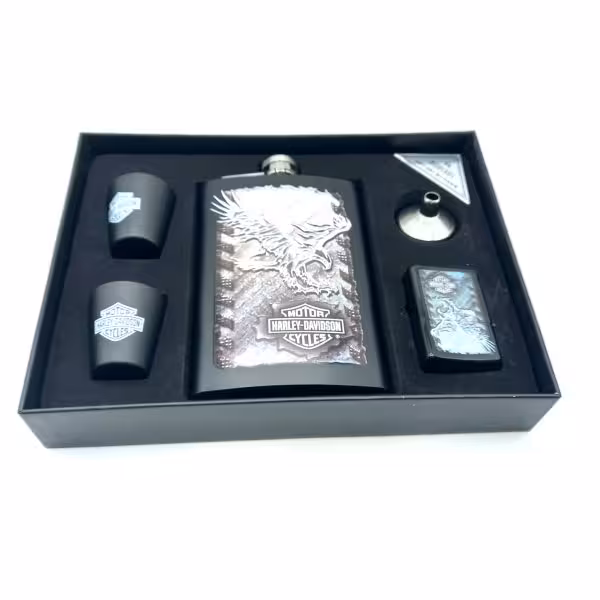 ست قمقمه جیبی دو شات 270cc فندک مدل هارلی دیویدسون کد a530401