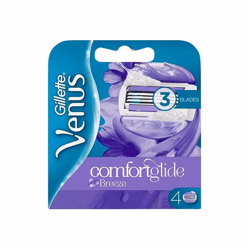 تیغ یدک زنانه 3 لبه مدل Comfortglide Breeze ونوس ژیلت 4 عددی