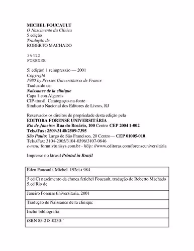 خرید و دانلود نسخه کامل کتاب O Nascimento da Clínica