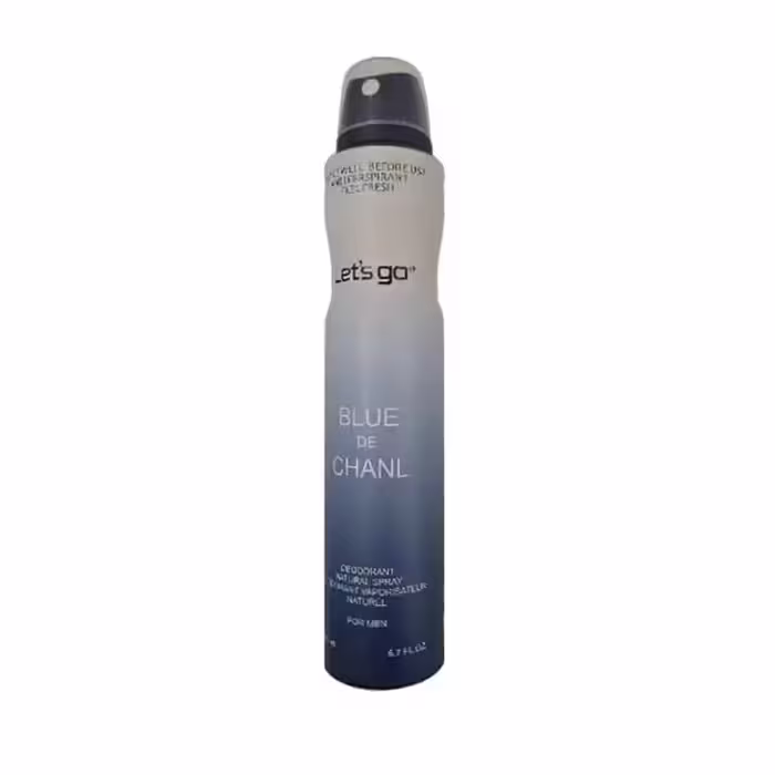 اسپری خوشبو کننده بدن مردانه lets go لتس گو مدل blue de chanl حجم 200 میلی لیتر | Let’s Go men’s Body Deodorant Spray Model blue de chanl 200 ml