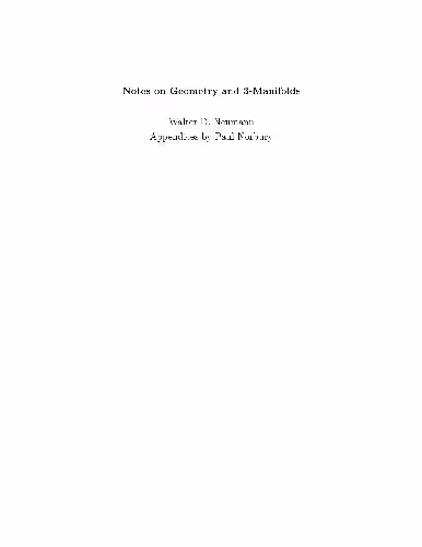 خرید و دانلود نسخه کامل کتاب Notes on geometry and 3-manifolds, with appendices by P.Norbury