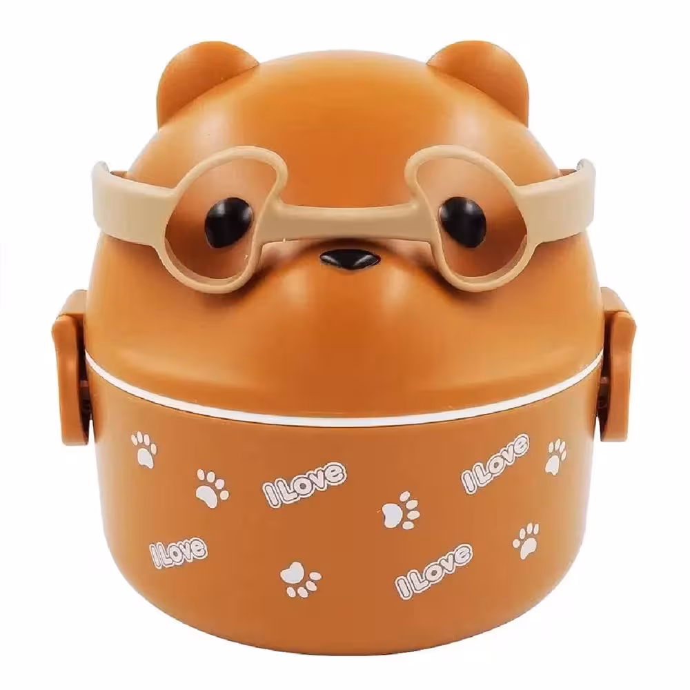 ظرف غذا (لانچ باکس) کودک طرح خرس عینکی سه تیکه