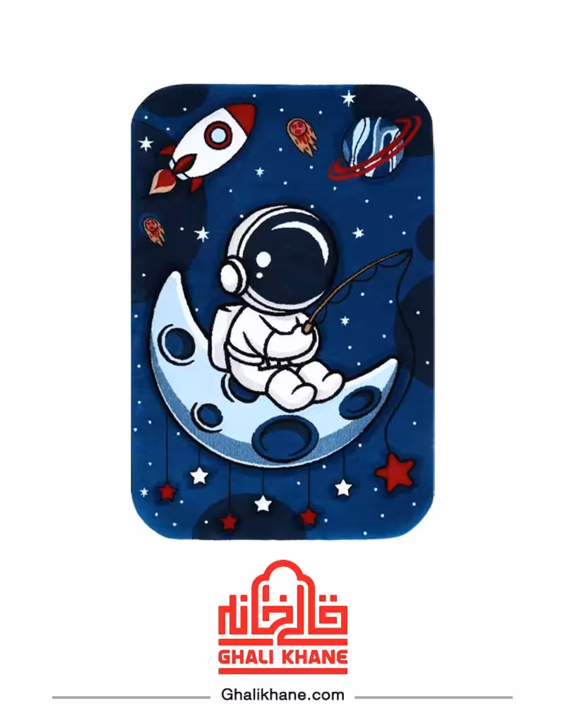 فرش فانتزی کودک زرباف طرح فضانورد