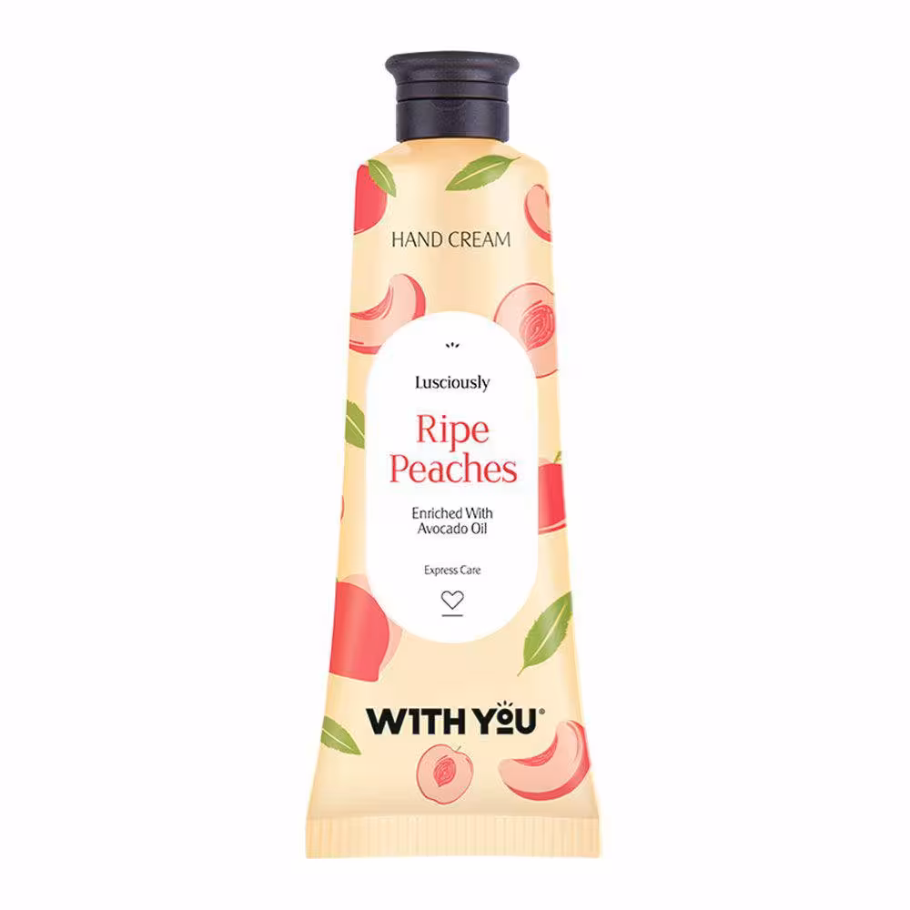 کرم مغذی و مرطوب کننده دست حاوی عصاره هلو و روغن آووکادو ویت یو LUSCIOUSLY RIPE PEACHES HAND CREAM 50ML WITH YOU