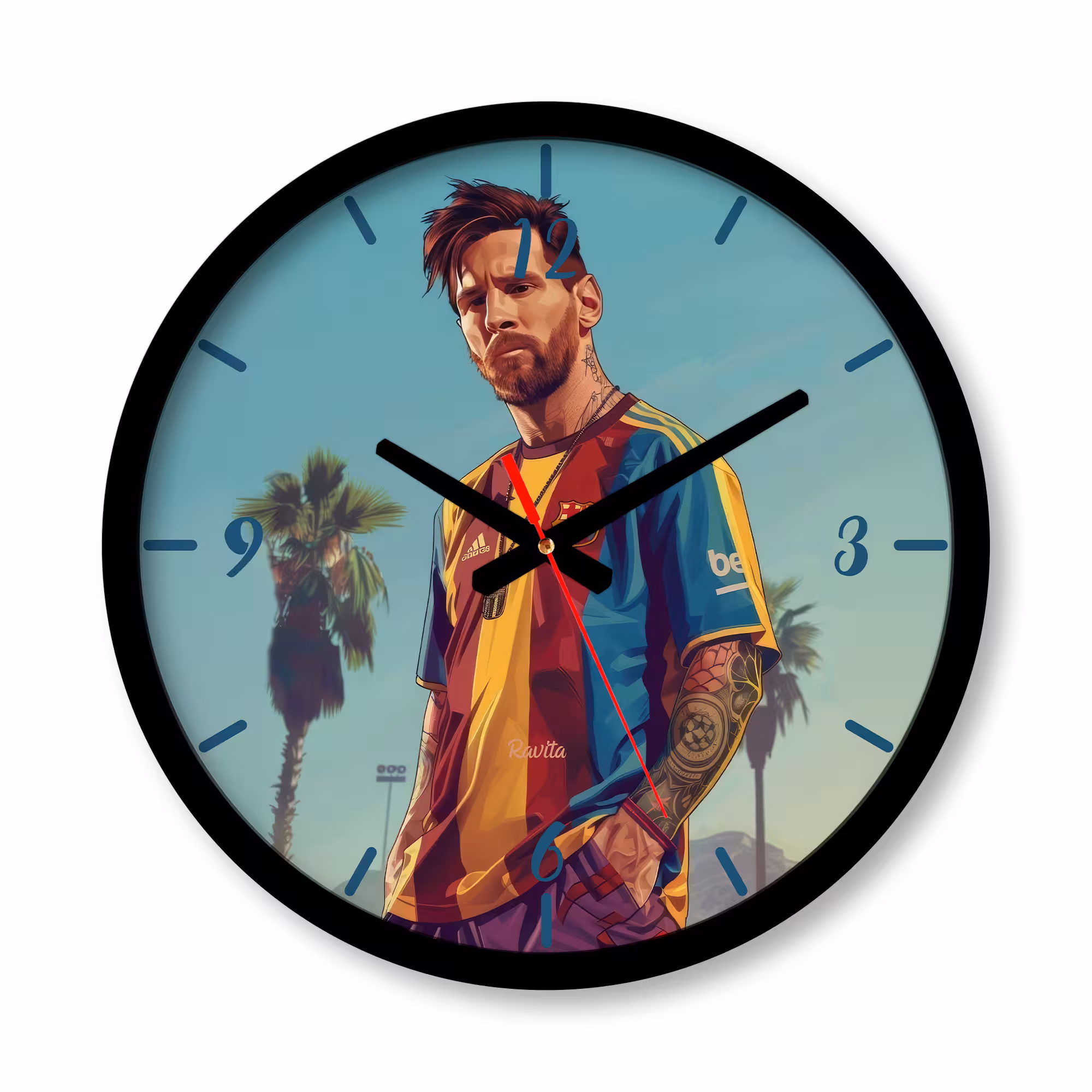 ساعت دیواری بزرگ راویتا طرح نقاشی مسی کد 3586