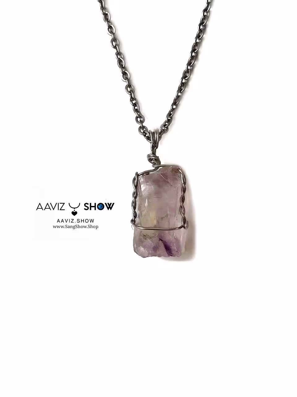 گردنبند بلور آمیتیست در عمق کریستال کوارتز نایاب A246