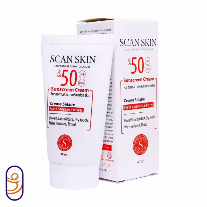 کرم ضدآفتاب فاقد رنگ پوست نرمال تا مختلط SPF50 اسکن اسکین