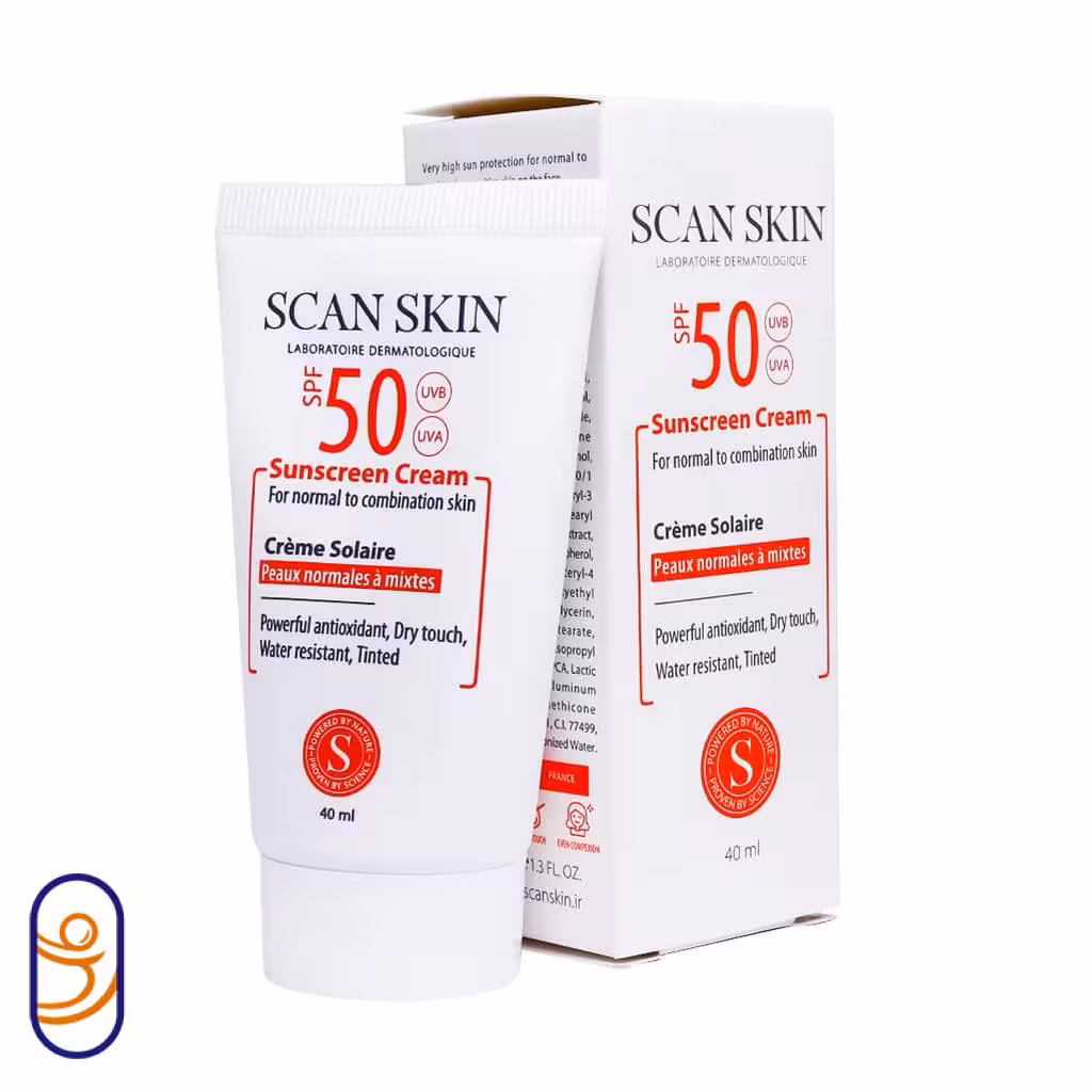 کرم ضدآفتاب فاقد رنگ پوست نرمال تا مختلط SPF50 اسکن اسکین