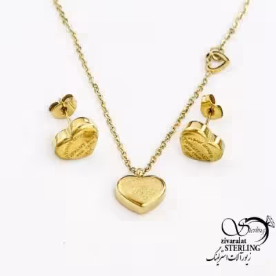 نیمست قلب کلاسیک طرح طلا برند استیل کد 18421