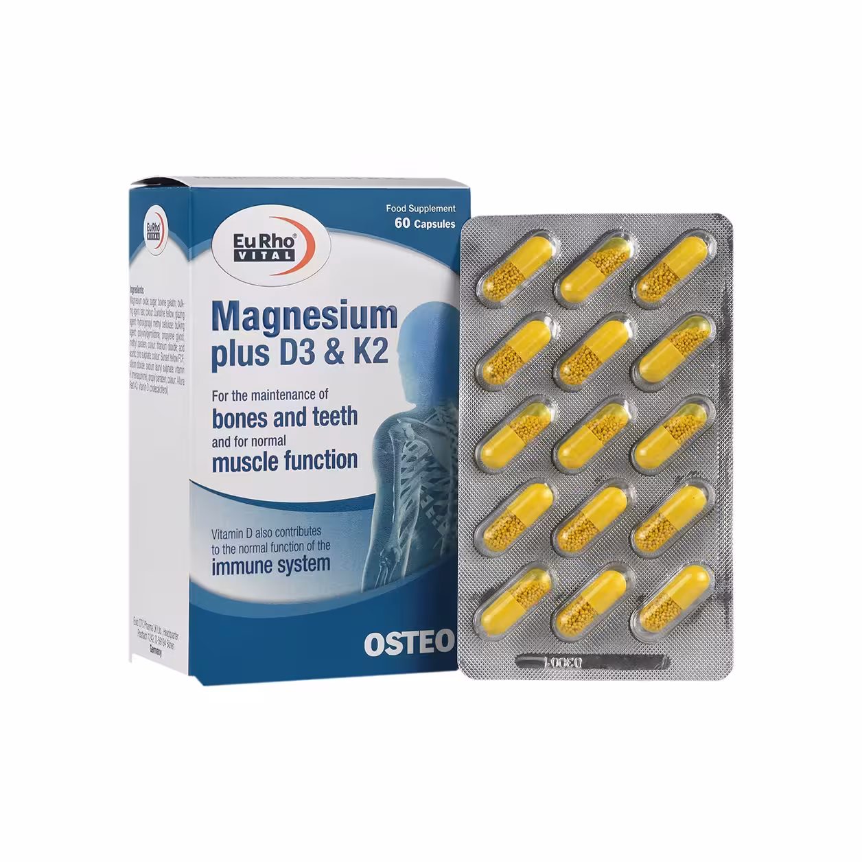 کپسول منیزیم پلاس د3 و کا2 یوروویتال