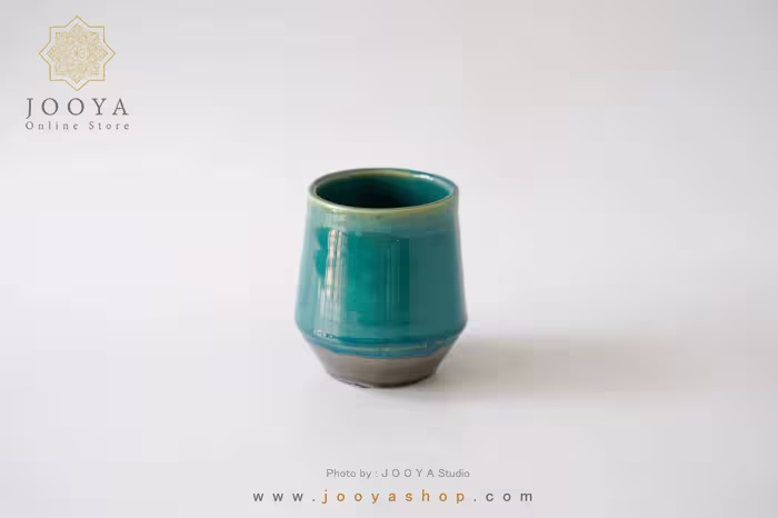 لیوان سرامیکی دست ساز فیروزه‌ای