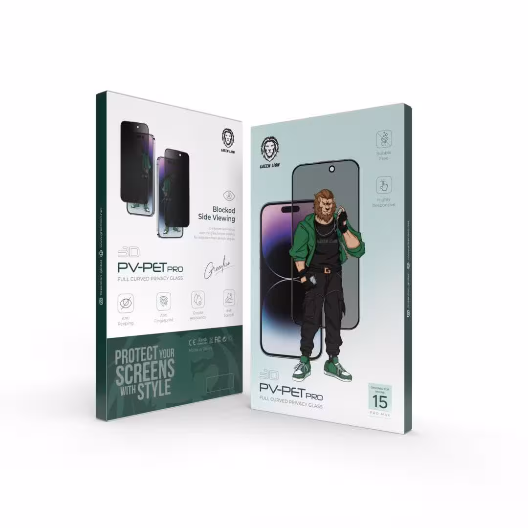 محافظ صفحه نمایش پی وی پت پرو سری 15 گرین Green 3D Pv-Pet Pro Full Curved Glass15/15pro/15plus/15promax