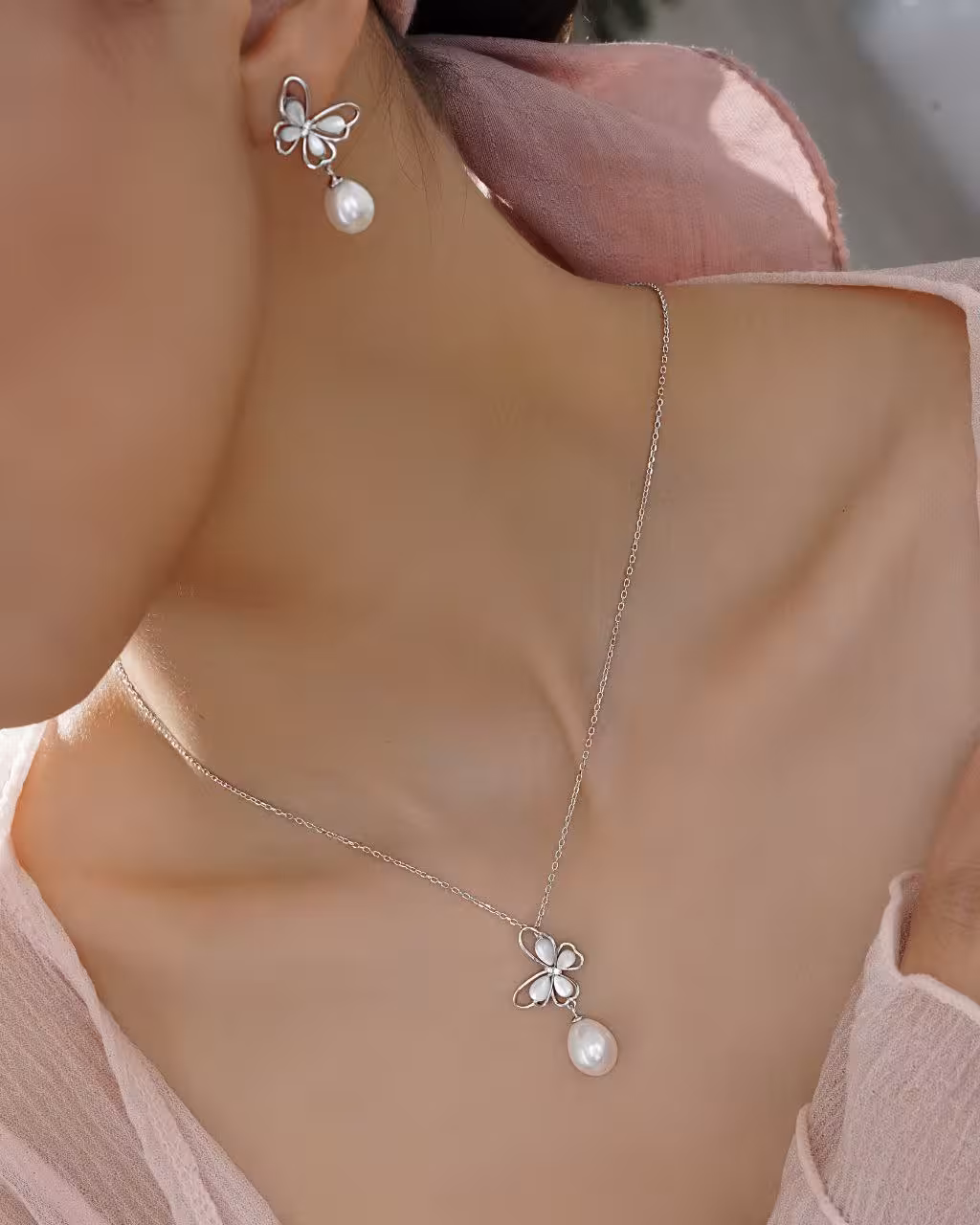 نیمست نقره مروارید اصل جواهری کد 00168