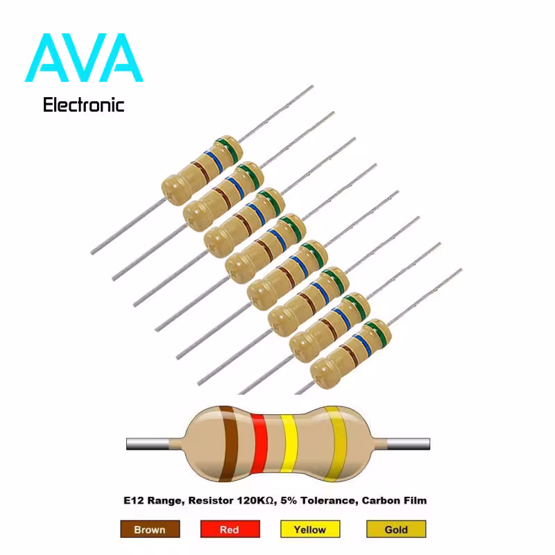 مقاومت 120 کیلو اهم 2 وات 5 درصد بسته 20 تایی