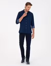 شلوار جین راسته مردانه سرمه ای پیرکاردین