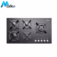 گاز رومیزی استیل البرز کد G5907 پنج شعله شیشه مشکی