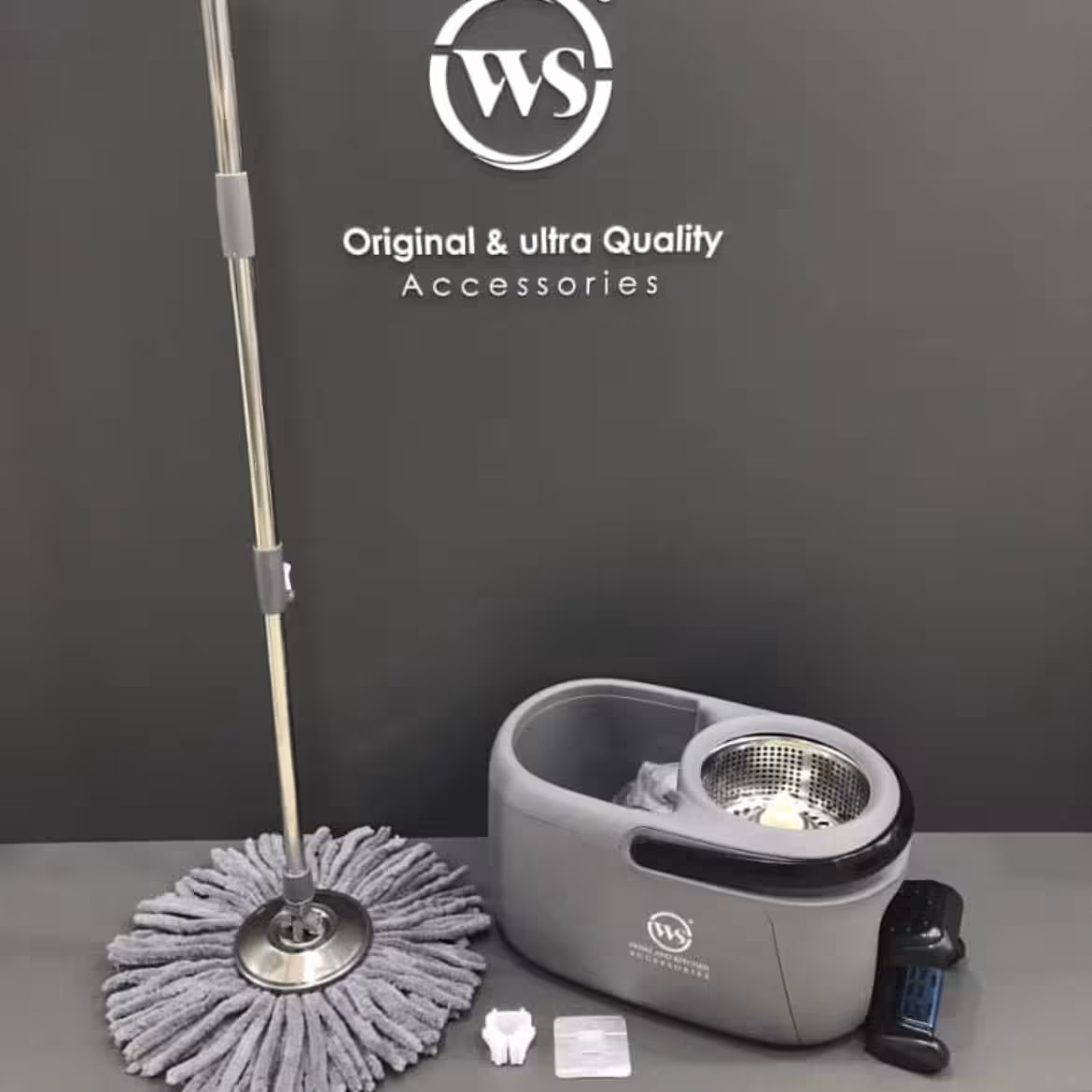 تی زمین‌شوی چرخشی پدال‌دار WS400( وانیلی،طوسی،سفید و‌مشکی) -8 عدد پد