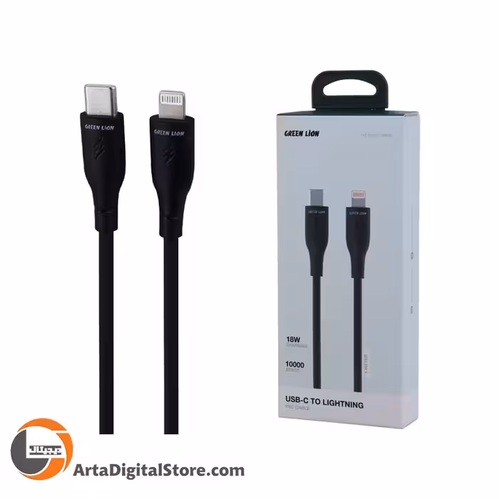 کابل لایتنینگ Green Lion GNPVCUSCLGBK Type-C TO Lightning 18W Black طول 1m