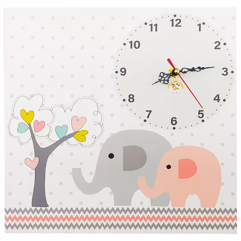 ساعت دیواری اتاق کودک طرح فیل و درخت