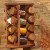 جا ادویه ایستاده گرد گردان 16 تایی چوب رنگ تیره ( چوب آکاسیا) کد 991610 لوناوود