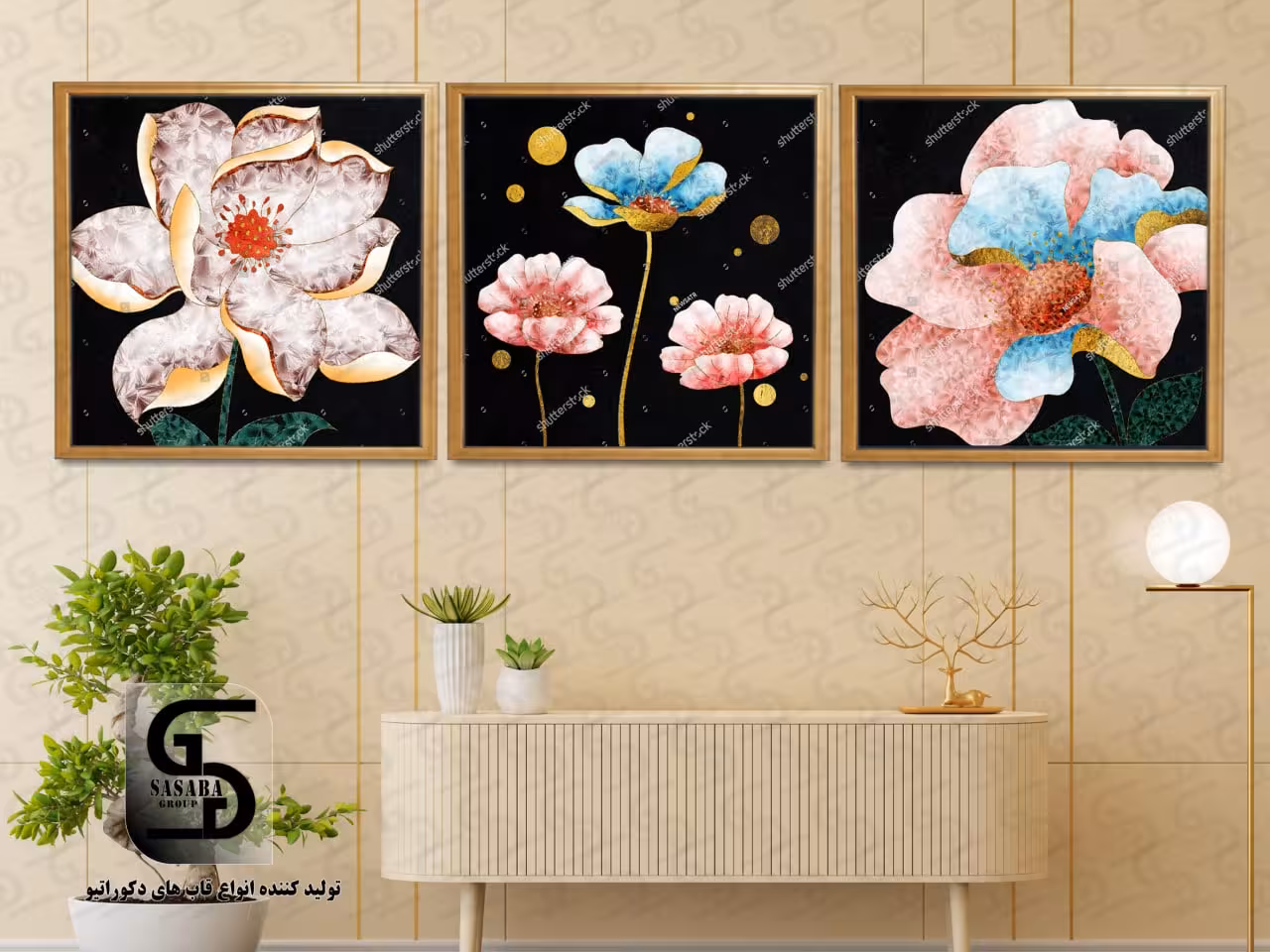 تابلو دکوراتیو سه تکه 60*40 درجه1