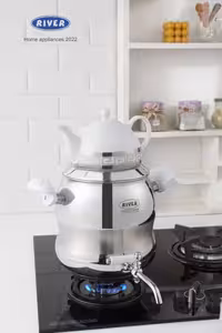 کتری قوری استیل شیر دار کمر باریک نقره ای ریور 2141