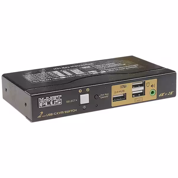 سوئیچ کی وی ام 2 خروجی اتومات HDMI Dual USB-C کی نت پلاس مدل KP-SWKC002