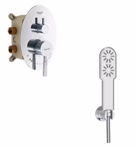 شیر حمام توکار شودر مدل روگن تیپ 2 BRASS کروم