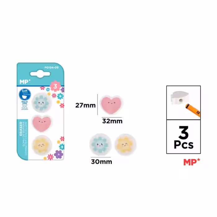 سر مدادی و پاک کن گل ام پی کد PG154-09 بسته 3 عددی